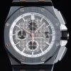 AP Royal Oak Offshore 44mm Black Ceramic Case APF 1:1 Best Edition Gray/White Dial on Black Rubber Strap  A3126 - Super Clone Watch | 1:1 Best Version