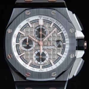 AP Royal Oak Offshore 44mm Black Ceramic Case APF 1:1 Best Edition Gray/White Dial on Black Rubber Strap  A3126 - Super Clone Watch | 1:1 Best Version