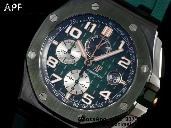 AP ロイヤルオーク オフショア 2020 44mm APF 1:1 ベスト・エディション ラバーストラップ グリーン・セラミック・ベゼル A3126 - スーパークローン・ウォッチ｜1:1 ベスト・バージョン