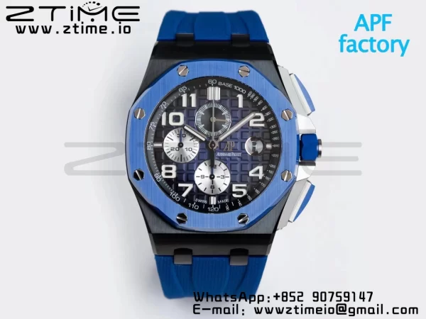 AP Royal Oak Offshore 2020 44mm APF 1:1 Best Edition Blue ceramic Bezel on Rubber Strap A3126 - Super Clone Watch | 1:1 Best Version