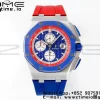 AP Royal Oak Offshore 44mm Μπλε κεραμικό πλαίσιο APF 1:1 Best Edition Μπλε/κόκκινο καντράν σε μπλε/κόκκινο λουράκι από καουτσούκ A3126 - Super Clone Watch | 1:1 Best Version