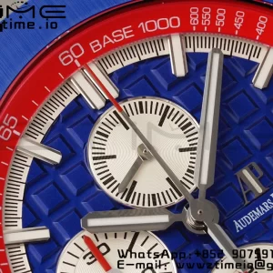 AP Royal Oak Offshore 44mm lunetta in ceramica blu APF 1:1 Best Edition quadrante blu/rosso su cinturino in gomma blu/rosso A3126 - Orologio super clone | 1:1 Best Version