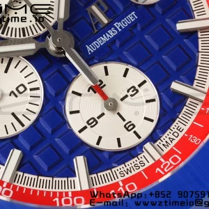AP Royal Oak Offshore 44mm lunetta in ceramica blu APF 1:1 Best Edition quadrante blu/rosso su cinturino in gomma blu/rosso A3126 - Orologio super clone | 1:1 Best Version