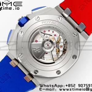 AP Royal Oak Offshore 44mm lunetta in ceramica blu APF 1:1 Best Edition quadrante blu/rosso su cinturino in gomma blu/rosso A3126 - Orologio super clone | 1:1 Best Version