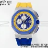AP ロイヤルオーク オフショア 44mm ブルーセラミックベゼル APF 1:1 ベストエディション ブルー/イエローダイアル ブルー/イエローラバーストラップ A3126 - スーパークローンウォッチ｜1:1 ベストバージョン