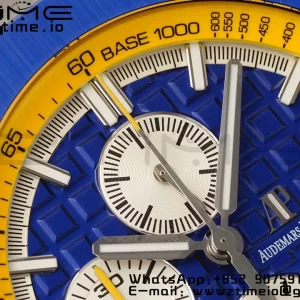 AP Royal Oak Offshore 44mm Blue Ceramic Bezel APF 1:1 Best Edition Blue/Yellow Dial pe curea de cauciuc albastru/galben A3126 - Super Clone Watch | 1:1 Best Version