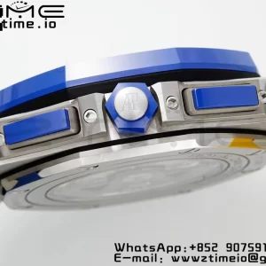 AP Royal Oak Offshore 44mm Blue Ceramic Bezel APF 1:1 Best Edition Blue/Yellow Dial pe curea de cauciuc albastru/galben A3126 - Super Clone Watch | 1:1 Best Version