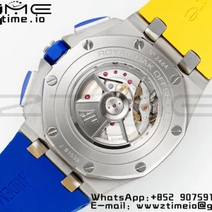 AP Royal Oak Offshore 44mm Blue Ceramic Bezel APF 1:1 Best Edition Blue/Yellow Dial pe curea de cauciuc albastru/galben A3126 - Super Clone Watch | 1:1 Best Version