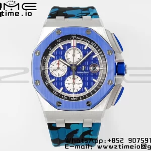 AP Royal Oak Offshore 44mm Blue Ceramic Bezel APF 1:1 Best Edition Blue Dial on Rubber Strap A3126 - Super Clone Watch | 1:1 Best Version