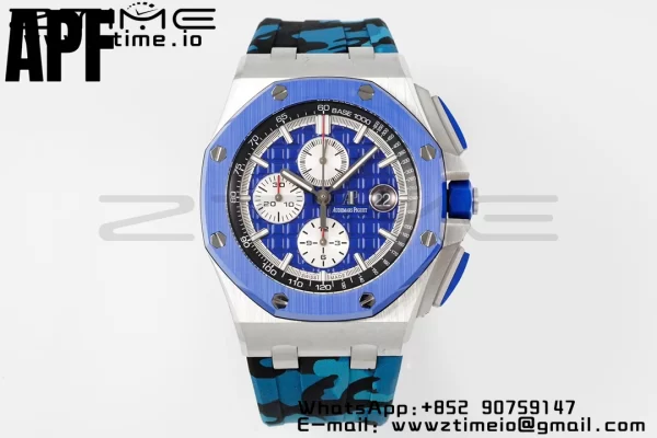 AP Royal Oak Offshore 44mm Μπλε κεραμικό πλαίσιο APF 1:1 Best Edition Μπλε καντράν με καουτσούκ λουράκι A3126 - Super Clone Watch | 1:1 Best Version