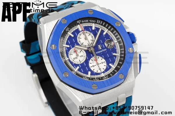 AP Royal Oak Offshore 44mm Μπλε κεραμικό πλαίσιο APF 1:1 Best Edition Μπλε καντράν με καουτσούκ λουράκι A3126 - Super Clone Watch | 1:1 Best Version