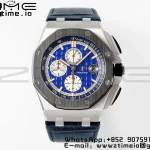 AP Royal Oak Offshore 44mm Black Ceramic Bezel APF 1:1 Best Edition Blue Dial on Blue Leather Strap A3126 - Super Clone Watch | 1:1 Best Version