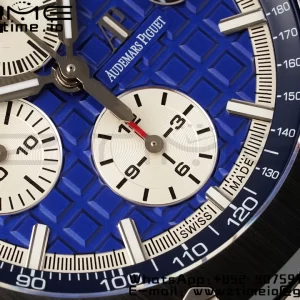 AP Royal Oak Offshore 44mm Black Ceramic Bezel APF 1:1 Best Edition Blue Dial on Blue Leather Strap A3126 - Super Clone Watch | 1:1 Best Version