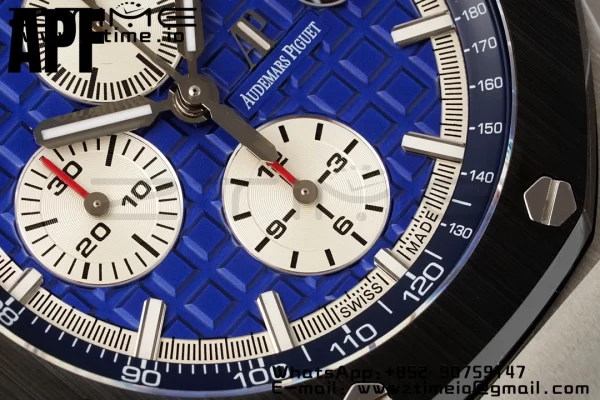 AP Royal Oak Offshore 44mm Black Ceramic Bezel APF 1:1 Best Edition Blue Dial on Blue Leather Strap A3126 - Super Clone Watch | 1:1 Best Version