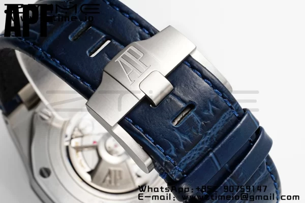 AP Royal Oak Offshore 44mm Black Ceramic Bezel APF 1:1 Best Edition Blue Dial on Blue Leather Strap A3126 - Super Clone Watch | 1:1 Best Version