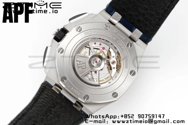 AP Royal Oak Offshore 44mm Black Ceramic Bezel APF 1:1 Best Edition Blue Dial on Blue Leather Strap A3126 - Super Clone Watch | 1:1 Best Version