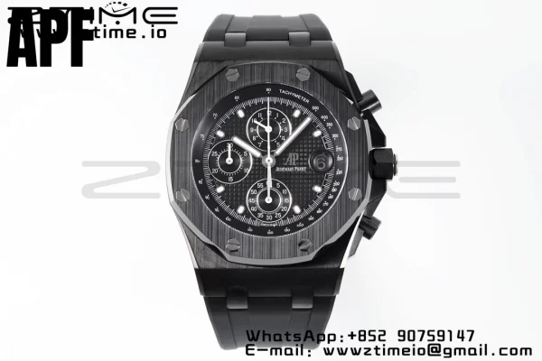 AP Royal Oak Offshore 42mm Black Ceramic APF 1:1 Best Edition Black Textured Dial on SS Bracelet A4404 - Super Clone Watch | 1:1 Best Version