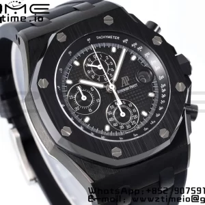 AP Royal Oak Offshore 42mm Black Ceramic APF 1:1 Best Edition Black Textured Dial on SS Bracelet A4404 - Super Clone Watch | 1:1 Best Version