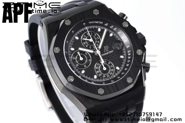 AP Royal Oak Offshore 42mm Black Ceramic APF 1:1 Best Edition Black Textured Dial on SS Bracelet A4404 - Super Clone Watch | 1:1 Best Version