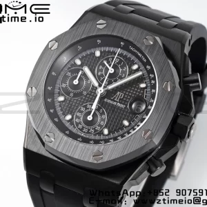 AP Royal Oak Offshore 42mm Black Ceramic APF 1:1 Best Edition Black Textured Dial on SS Bracelet A4404 - Super Clone Watch | 1:1 Best Version