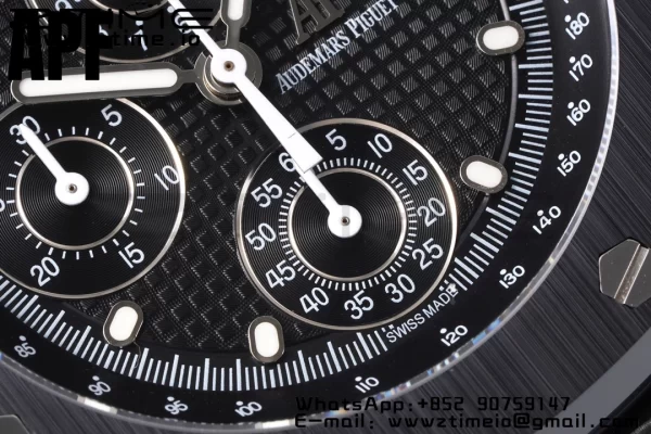 AP Royal Oak Offshore 42mm Black Ceramic APF 1:1 Best Edition Black Textured Dial on SS Bracelet A4404 - Super Clone Watch | 1:1 Best Version