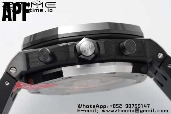 AP Royal Oak Offshore 42mm Black Ceramic APF 1:1 Best Edition Black Textured Dial on SS Bracelet A4404 - Super Clone Watch | 1:1 Best Version