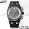 AP Royal Oak Offshore 44mm Black Ceramic APF 1:1 Best Edition Gray Dial on Black Rubber Strap A3126 - Super Clone Watch | 1:1 Best Version