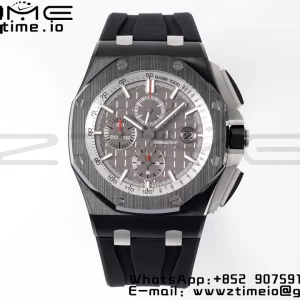 AP Royal Oak Offshore 44mm Black Ceramic APF 1:1 Best Edition Gray Dial on Black Rubber Strap A3126 - Super Clone Watch | 1:1 Best Version