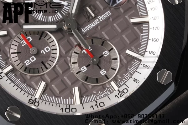 AP Royal Oak Offshore 44mm Black Ceramic APF 1:1 Best Edition Gray Dial on Black Rubber Strap A3126 - Super Clone Watch | 1:1 Best Version