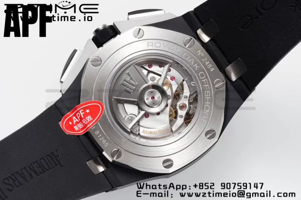 AP Royal Oak Offshore 44mm Black Ceramic APF 1:1 Best Edition Gray Dial on Black Rubber Strap A3126 - Super Clone Watch | 1:1 Best Version