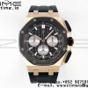 AP Royal Oak Offshore 43mm RG Lunette en céramique noire APF 1:1 Best Edition Cadran noir/argenté sur bracelet caoutchouc noir A4401 - Super Clone Watch | 1:1 Best Version