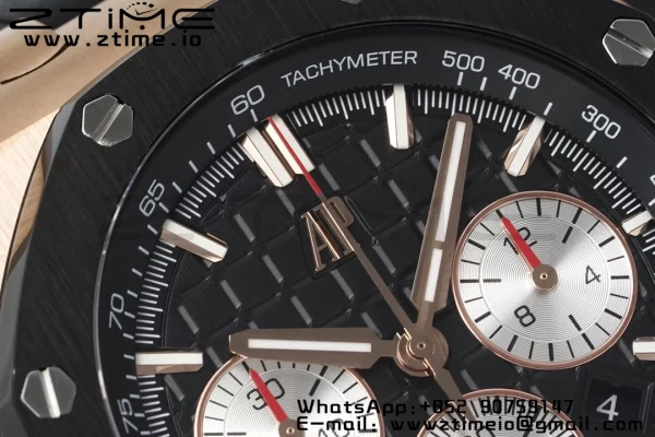 AP Royal Oak Offshore 43mm RG Black Ceramic Bezel APF 1:1 Best Edition Black/Silver Dial on Black Rubber Strap A4401 - Super Clone Watch | 1:1 Best Version