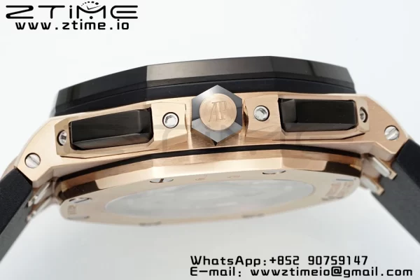 AP Royal Oak Offshore 43mm RG Black Ceramic Bezel APF 1:1 Best Edition Black/Silver Dial on Black Rubber Strap A4401 - Super Clone Watch | 1:1 Best Version