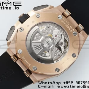 AP Royal Oak Offshore 43mm RG Black Ceramic Bezel APF 1:1 Best Edition Black/Silver Dial on Black Rubber Strap A4401 - Super Clone Watch | 1:1 Best Version