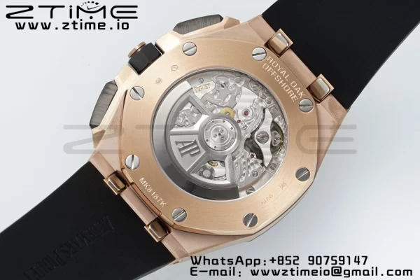 AP Royal Oak Offshore 43mm RG Black Ceramic Bezel APF 1:1 Best Edition Black/Silver Dial on Black Rubber Strap A4401 - Super Clone Watch | 1:1 Best Version