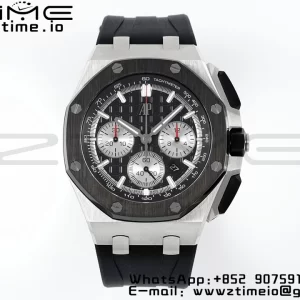 AP Royal Oak Offshore 43mm SS Black Ceramic Bezel APF 1:1 Best Edition Black/Silver Dial on Black Rubber Strap A4401 - Super Clone Watch | 1:1 Best Version