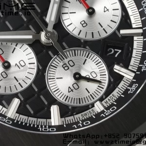 AP Royal Oak Offshore 43mm SS Black Ceramic Bezel APF 1:1 Best Edition Cadran negru / argintiu pe curea de cauciuc negru A4401 - Super Clone Watch | 1:1 Best Version