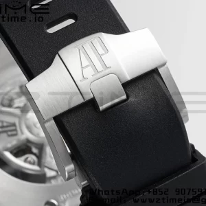 AP Royal Oak Offshore 43mm SS Black Ceramic Bezel APF 1:1 Best Edition Cadran negru / argintiu pe curea de cauciuc negru A4401 - Super Clone Watch | 1:1 Best Version