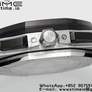 AP Royal Oak Offshore 43mm SS Black Ceramic Bezel APF 1:1 Best Edition Cadran negru / argintiu pe curea de cauciuc negru A4401 - Super Clone Watch | 1:1 Best Version