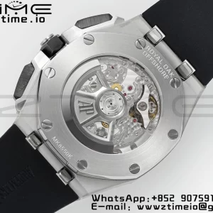 AP Royal Oak Offshore 43mm SS Black Ceramic Bezel APF 1:1 Best Edition Cadran negru / argintiu pe curea de cauciuc negru A4401 - Super Clone Watch | 1:1 Best Version