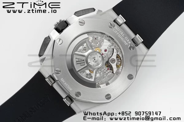 AP Royal Oak Offshore 43mm SS Black Ceramic Bezel APF 1:1 Best Edition Cadran negru / argintiu pe curea de cauciuc negru A4401 - Super Clone Watch | 1:1 Best Version