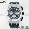 AP Royal Oak Offshore 43mm SS Bezel APF 1:1 Best Edition Blue/Silver Dial on Blue Rubber Strap A4401 - Super Clone Watch | 1:1 Best Version