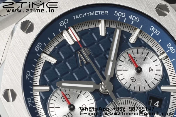 AP Royal Oak Offshore 43mm SS Bezel APF 1:1 Best Edition Blue/Silver Dial on Blue Rubber Strap A4401 - Super Clone Watch | 1:1 Best Version