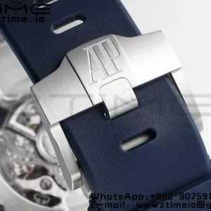 AP Royal Oak Offshore 43mm SS Bezel APF 1:1 Best Edition Blue/Silver Dial on Blue Rubber Strap A4401 - Super Clone Watch | 1:1 Best Version