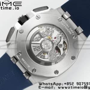 AP Royal Oak Offshore 43mm SS Bezel APF 1:1 Best Edition Blue/Silver Dial on Blue Rubber Strap A4401 - Super Clone Watch | 1:1 Best Version
