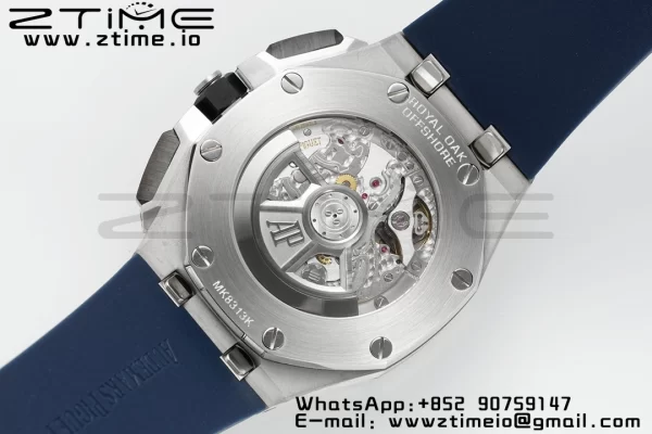 AP Royal Oak Offshore 43mm SS Bezel APF 1:1 Best Edition Blue/Silver Dial on Blue Rubber Strap A4401 - Super Clone Watch | 1:1 Best Version