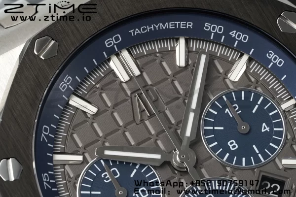 AP Royal Oak Offshore 43mm SS Black Ceramic Bezel APF 1:1 Best Edition Gray/Blue Dial on Gray Rubber Strap A4401 - Super Clone Watch | 1:1 Best Version