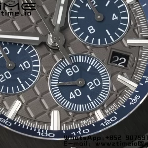 AP Royal Oak Offshore 43mm SS Black Ceramic Bezel APF 1:1 Best Edition Gray/Blue Dial on Gray Rubber Strap A4401 - Super Clone Watch | 1:1 Best Version