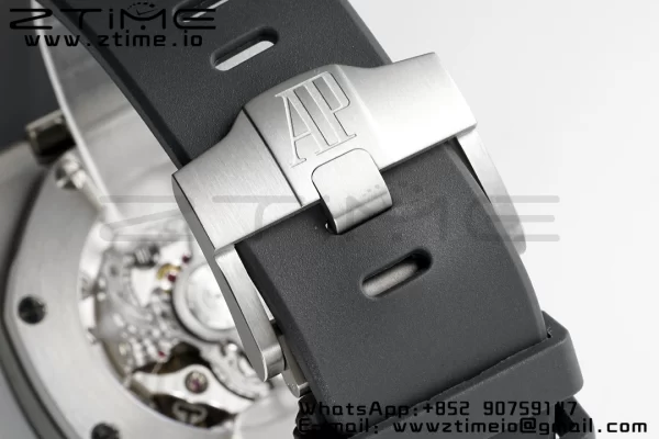 AP Royal Oak Offshore 43mm SS Black Ceramic Bezel APF 1:1 Best Edition Gray/Blue Dial on Gray Rubber Strap A4401 - Super Clone Watch | 1:1 Best Version