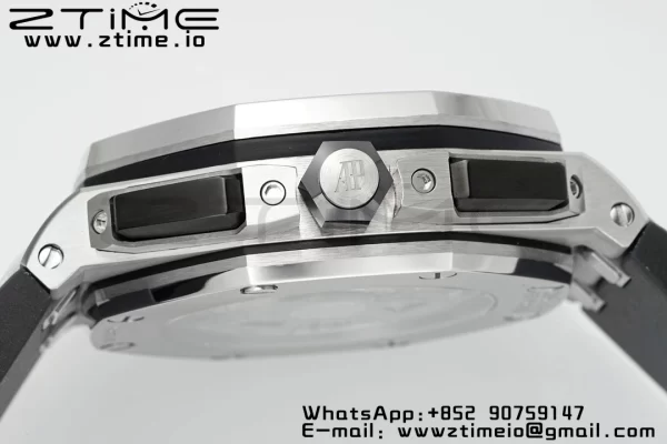 AP Royal Oak Offshore 43mm SS Black Ceramic Bezel APF 1:1 Best Edition Gray/Blue Dial on Gray Rubber Strap A4401 - Super Clone Watch | 1:1 Best Version